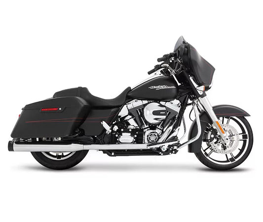 Classic Duals Exhaust for Harley Touring, Chrome with Black End Caps 2009-2016 HD Touring Models
